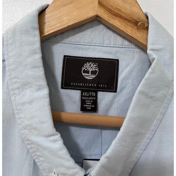 Timberland Men’s Long Sleeve Button Down Shirt Sz XXL Blue Collared NEW - Picture 4 of 5